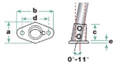 Rohrverbinder 152 Fußplatte oval, verstellbar bis 11° | Temperguss rund