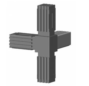 Rohrverbinder 4-Weg-Eckstück | Kunststoff vierkant
