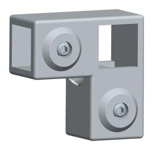 Rohrverbinder Eckstück, durchgehend, 90° | Alu vierkant aussen